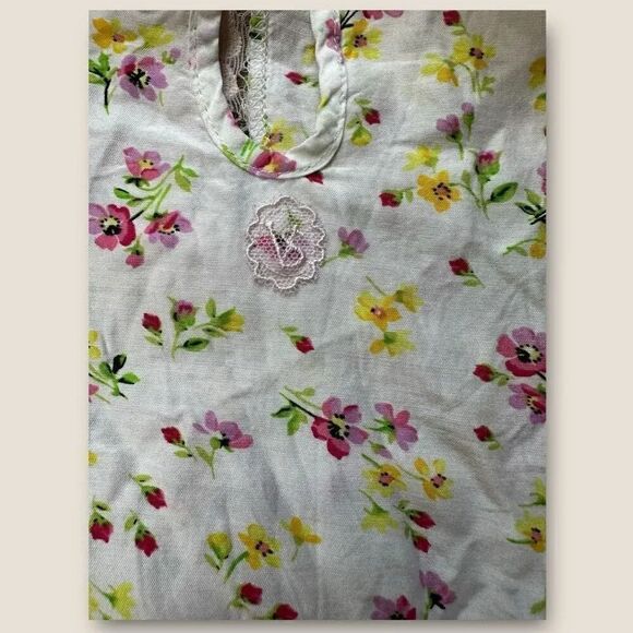 Vintage VICTORIA’S SECRET Silk Summer Pink Floral Lace Chemise Gown 90’s Medium - Picture 5 of 7